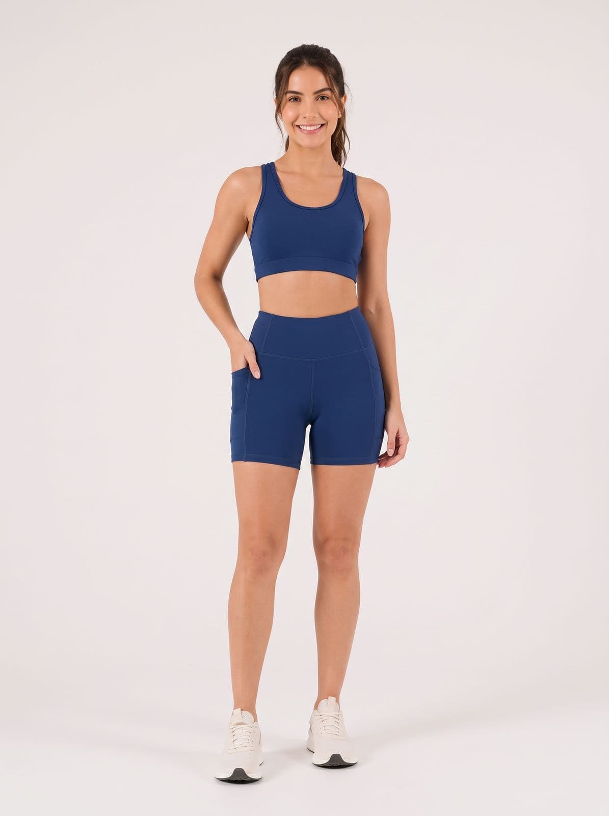 Shorts Legging Feminino Cintura Alta Academia Fitness Suplex Marinho