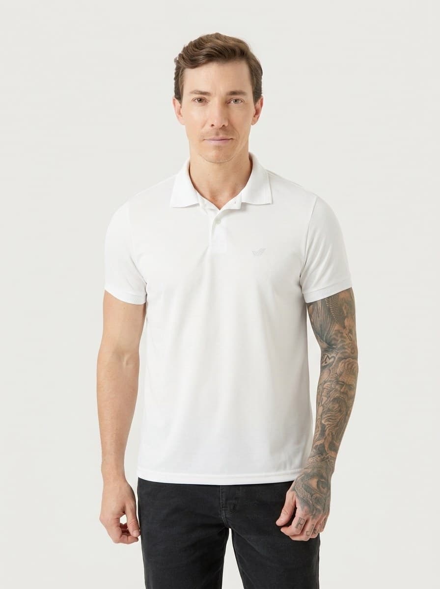 Polo com Logo Gel Malha PP Branco