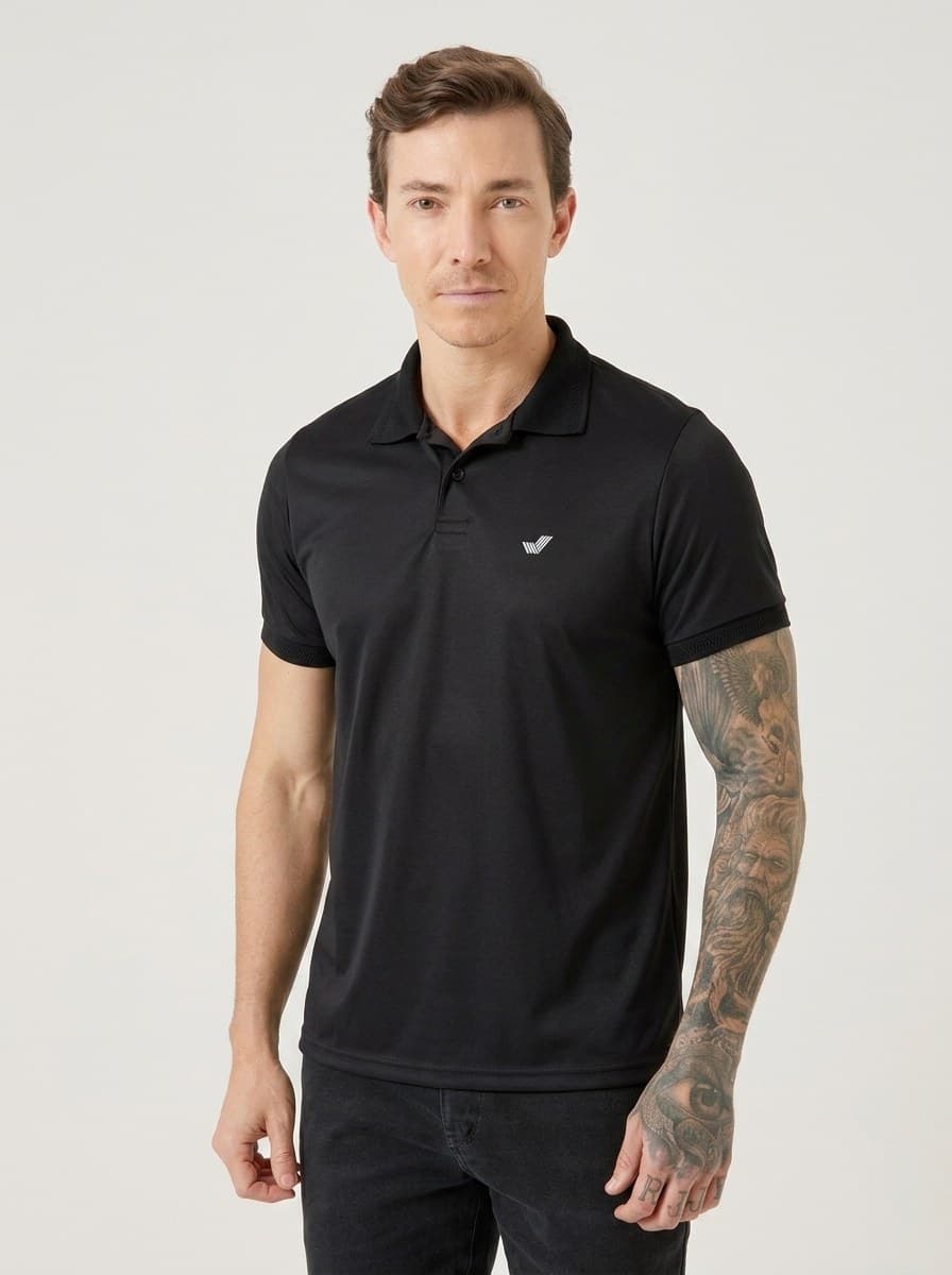 Polo com Logo Gel Malha PP Preto