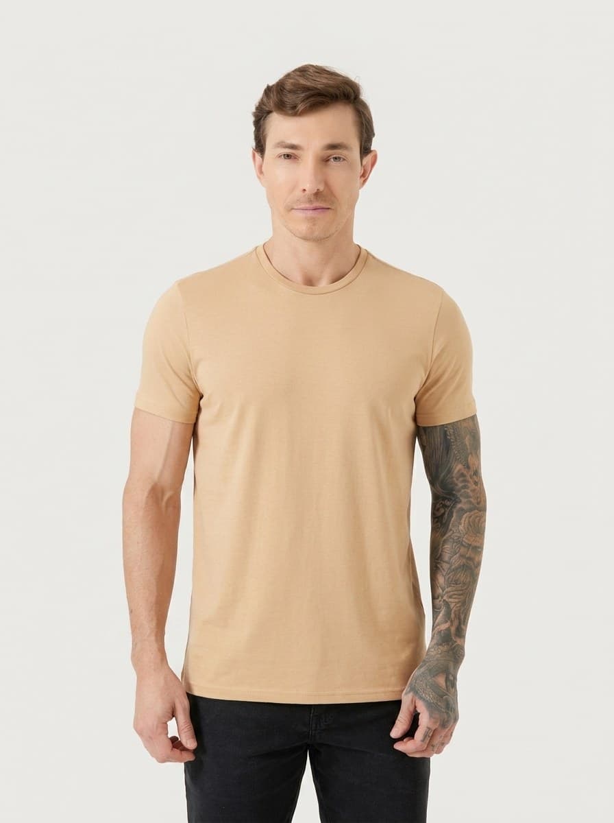 Camiseta Lisa Malha PP Amendoim