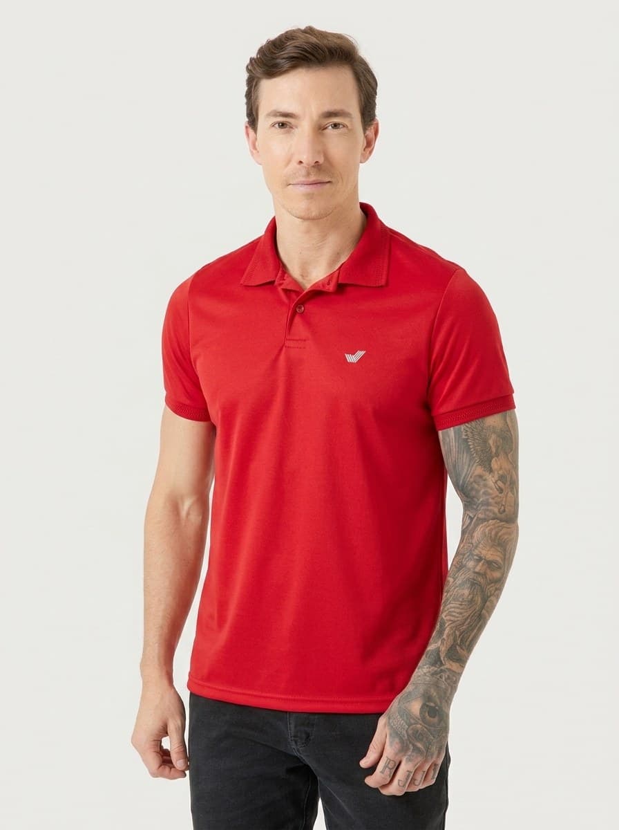 Polo com Logo Gel Malha PP Vermelho