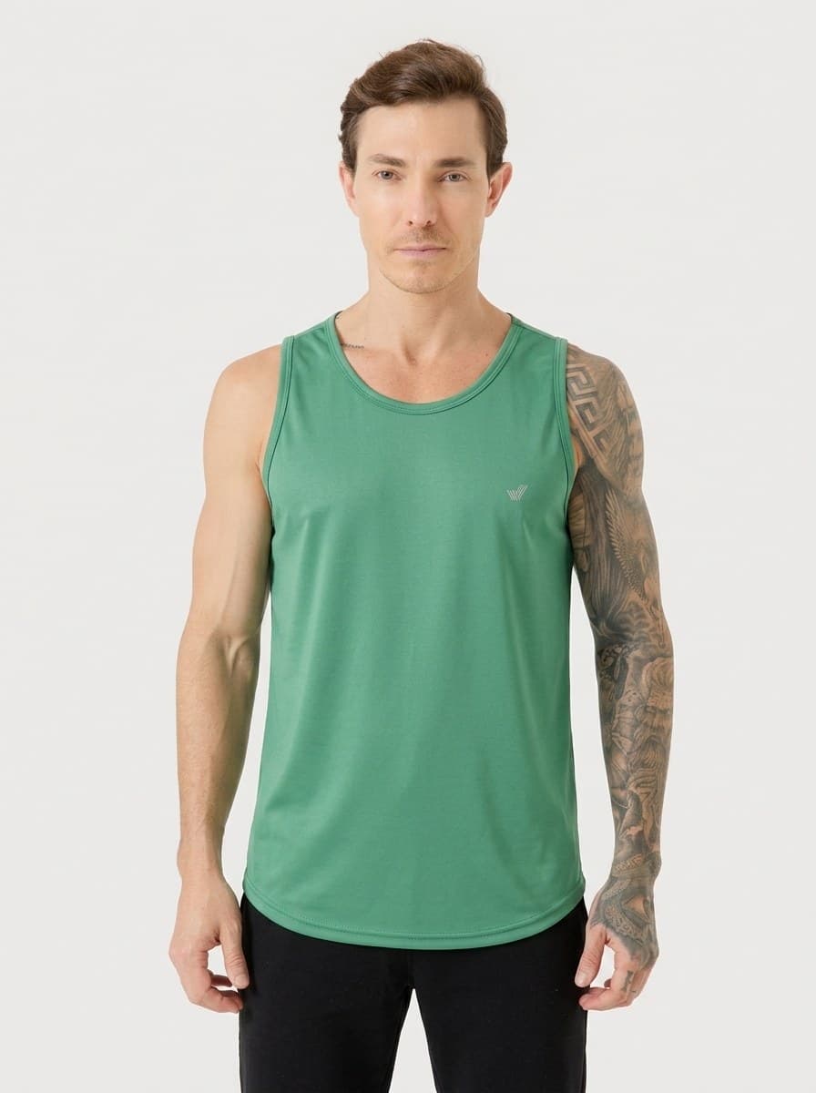 Regata Cavada com Logo Gel Malha PP Verde