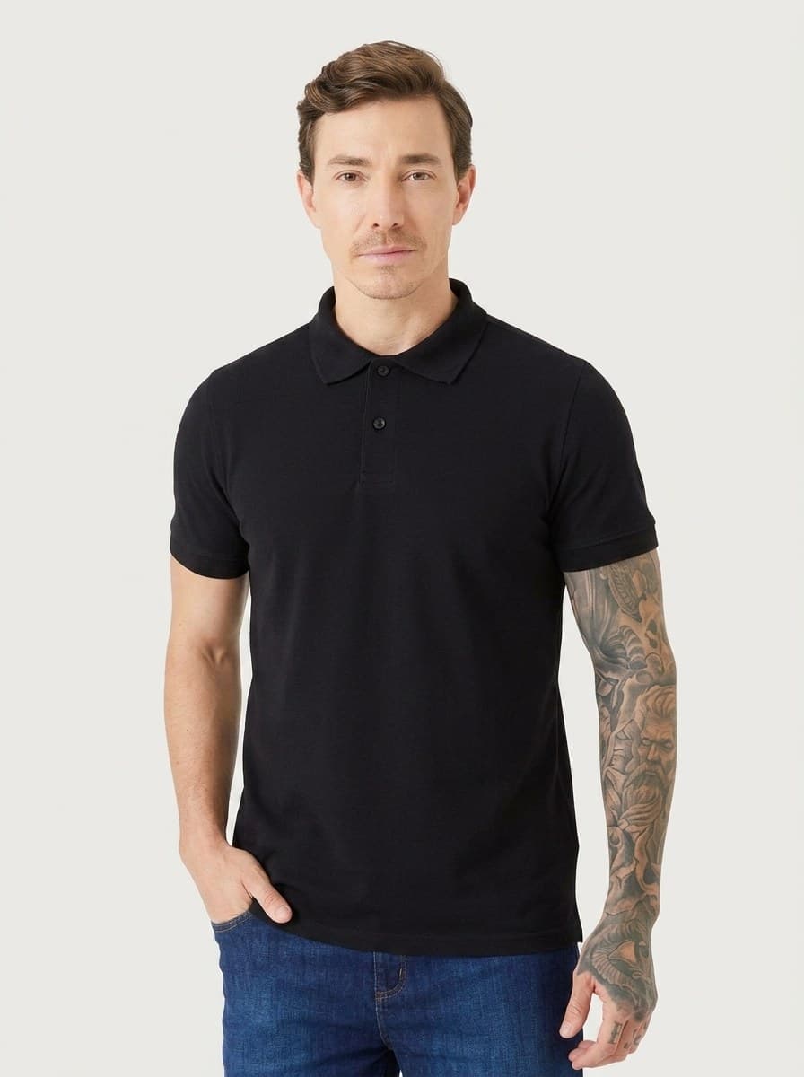 Polo Piquet Lisa Preto