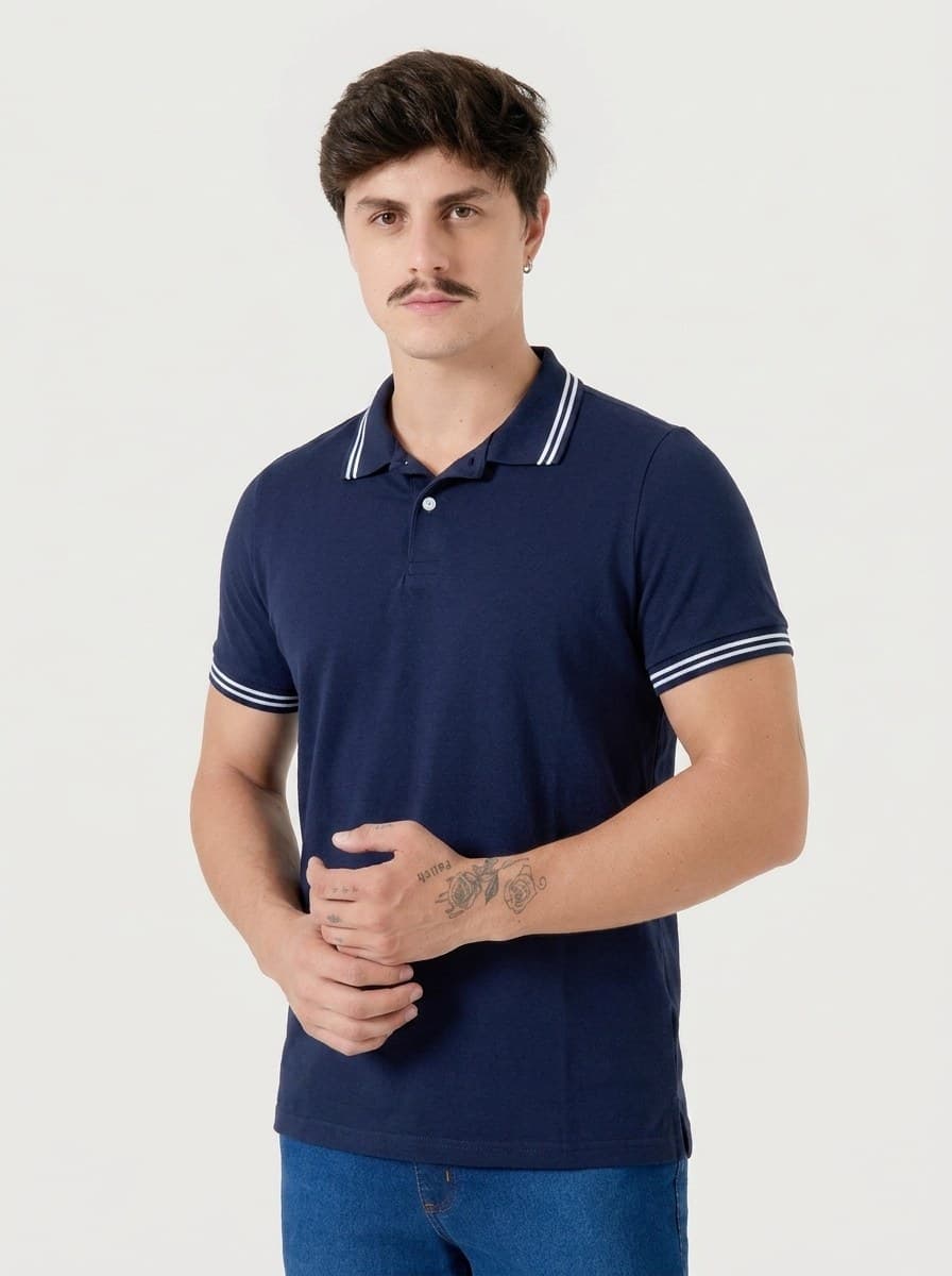 Polo Malha Lisa Marinho