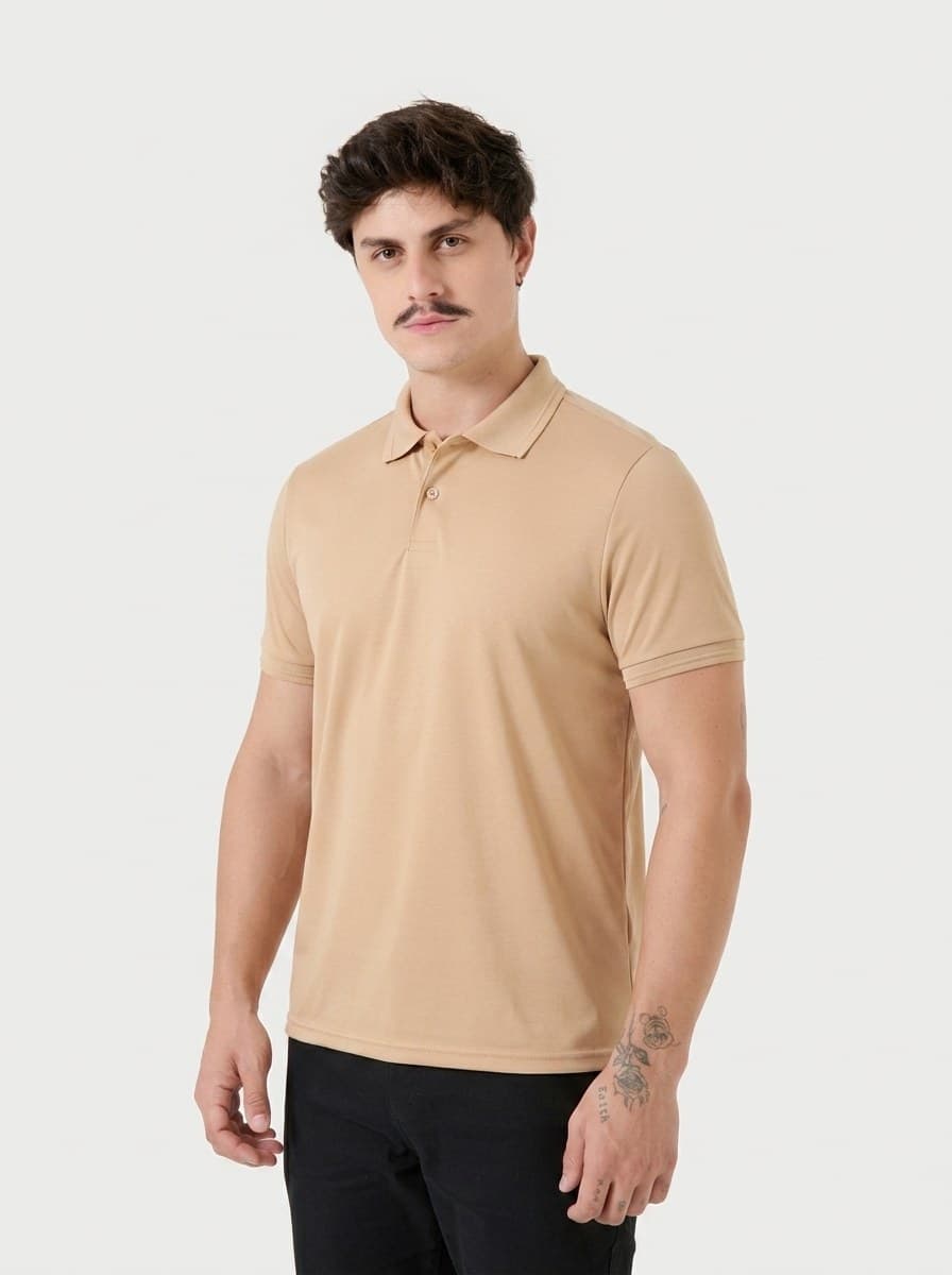 Polo Básica Malha PP Amendoim