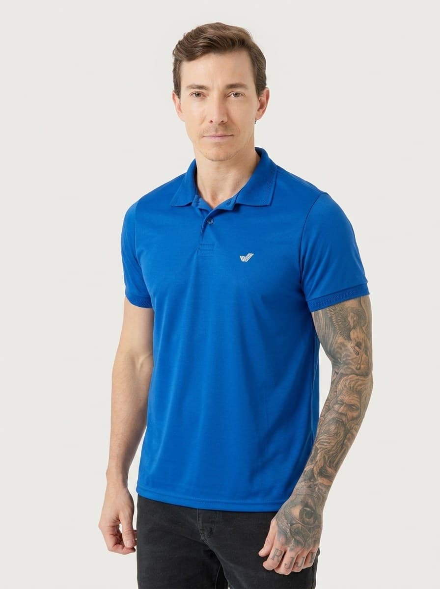 Polo com Logo Gel Malha PP Azul Bic