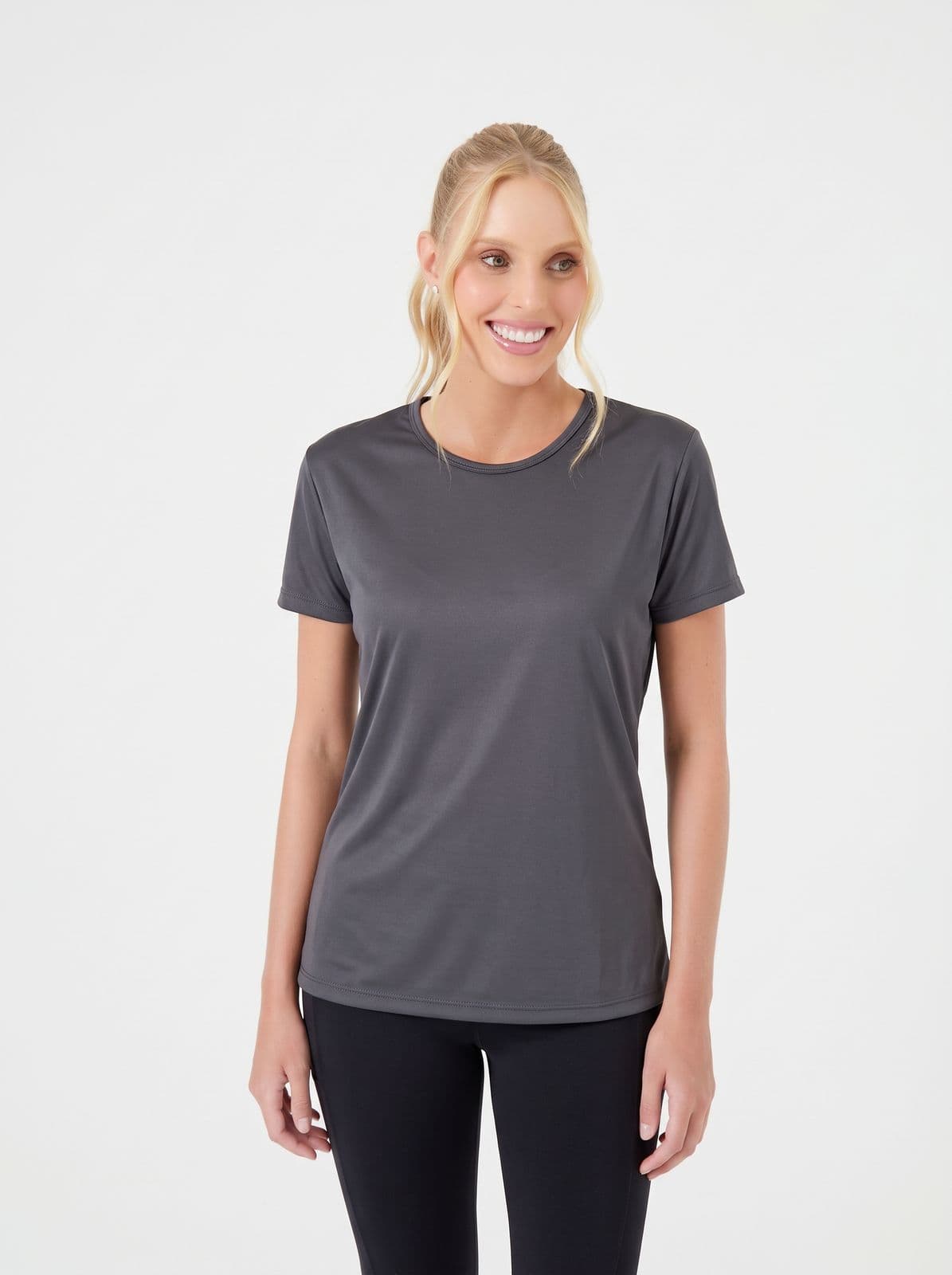 Camiseta Dry Fit Feminina Furadinha Academia Corrida Esporte Chumbo