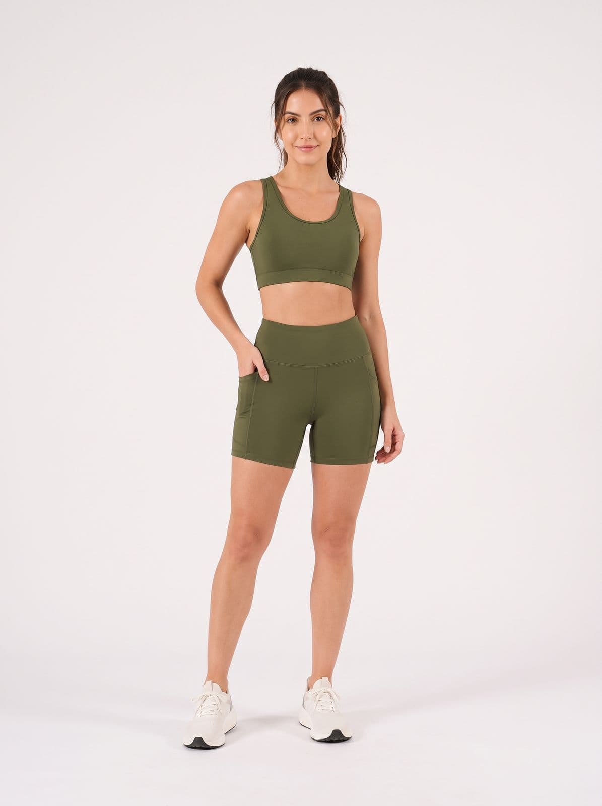 SHORTS LEGGING FEMININO CINTURA ALTA | VERDE OLIVA